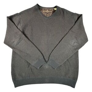 Tommy‎ Bahama Mens V Neck Sweatershirt L Dark Brown Textured Knit Comfort Core